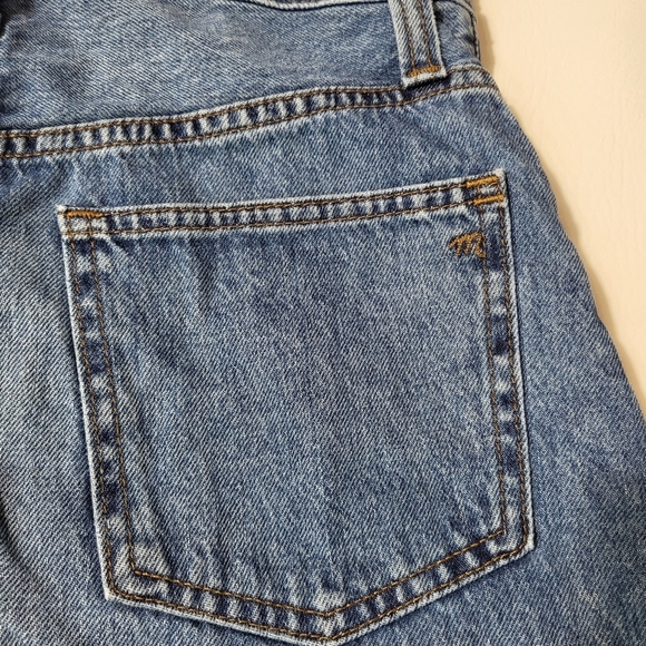 Madewell Skirt Rigid Denim A-line Medium Wash Denim Mini Length Raw Hem Size 24 - Picture 8 of 8
